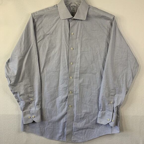 Brooks Brothers Shirt Men 16.5-4/5 Blue Check Cotton Button Up Casual Work Corp - Picture 1 of 9
